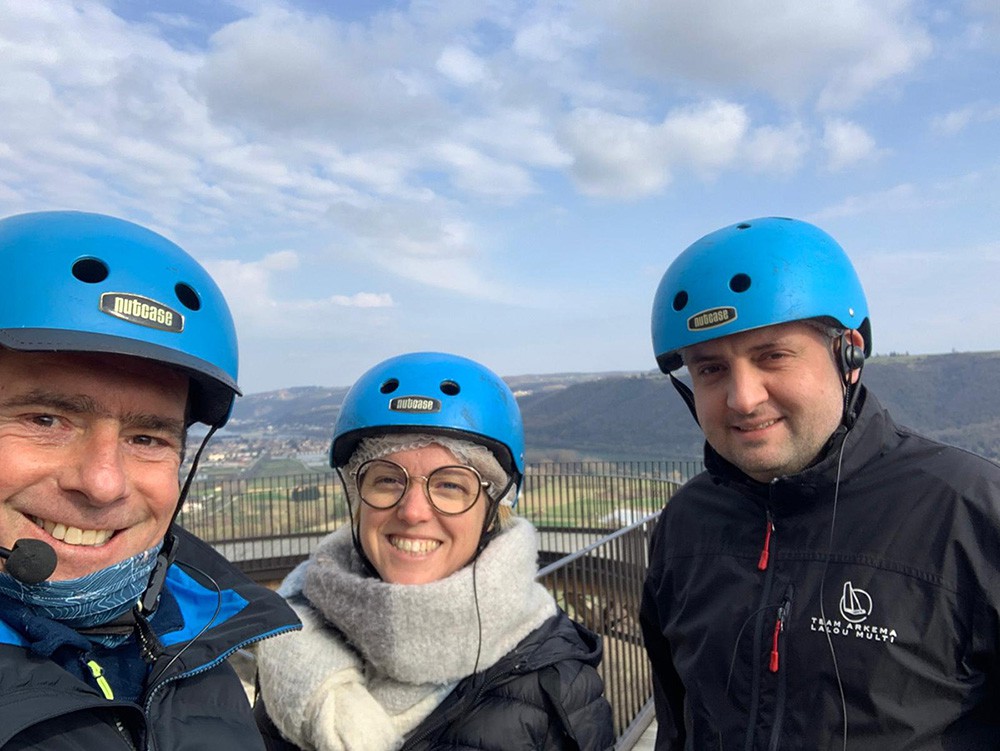 selfies François, Charlotte et Pierre Jean suite activité gyropodes